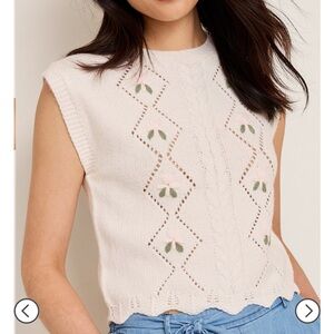 Embroidered floral Sleeveless Knit Tank Top